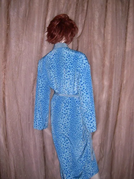 Vintage Reversible Blue Belted Robe M - Picture 11 of 17